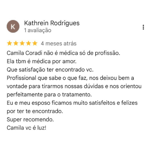 Depoimento Google Dra. Camila Coradi